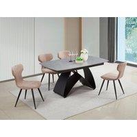 DS Living Maelis Light Grey Cracked Stone Ceramic Dining Room Table | Size: 160 cm x 90 cm
