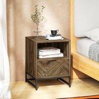 HOMCOM Bedside Table, Sofa Side Table W/ Drawer & Shelf Living Room, Bedroom in Brown