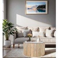 IH Design Paloma Carved Mango Wood Round Coffee Table in Brown
