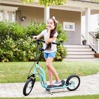 HOMCOM Kids Stunt Scooter with 12" Rubber Tyres, Adjustable Handlebar in Blue