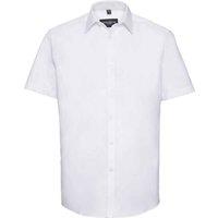 Russell Collection Men's Herringbone Short-Sleeved Formal Shirt in White | Size: 15 inches