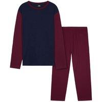 CityComfort Men's Jersey Cotton Pyjama Set in Burgundy | Size: 2XL