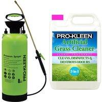 ProKleen 8L Pump Pressure Sprayer & Floral Scent Artificial Grass Cleaner 5L in Pink