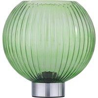 First Choice Lighting Betchley - Battery Operated Chrome Lamp with Green Glass in Silver