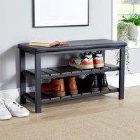 Home Source Spalding Black Metal Shoe Bench with Two Storage Shelves