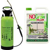 ProKleen 8L Pump Pressure Garden Sprayer & NOGrow Weed & Moss Killer 5L in Green