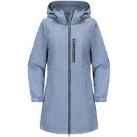 MODISHION Women's Waterproof Hooded Jacket with Decorative Chest Zipper in Light Blue | Size: Small