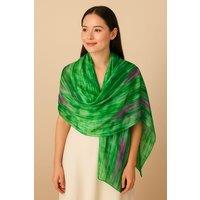 Silk and Bears Women's Parrot Green & Pink Brushstroke Silk Scarf - Hand-Dyed Mulberry Silk Shawl Wrap in Bright Green | Size: 10-12