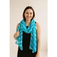 Silk and Bears Women's Turquoise Marble Silk Scarf - Hand-Dyed Shibori Mulberry Silk Shawl Wrap, Artisan Summer Gift | Size: 10-12