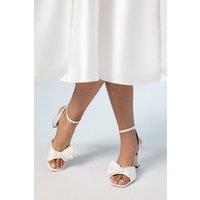 Coast Women's Bridal Wide Fit Tina Satin Soft Ruffle High Block Heel Sandals in Ivory | Size: 3