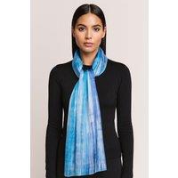 Silk and Bears Women's Sky Blue Brushstroke Silk Scarf - Hand-Dyed Mulberry Silk Shawl Wrap, Elegant Gift
