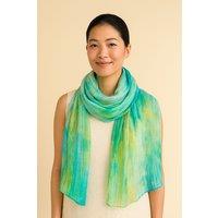 Silk and Bears Women's Pastel Rainbow Brushstroke Silk Scarf - Hand-Dyed Mulberry Silk Shawl Wrap, Colourful Spring Wedding Guest in Light Green