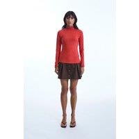 James Lakeland Women's Ruffle Neck Orange Top | Size: 14