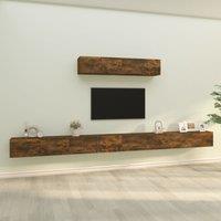 Berkfield Home 4 Piece TV Cabinet Set Smoked Oak Engineered Wood in Brown