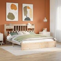 Bookcase Bed without Mattress 180x200cm Super King Solid Wood Pine