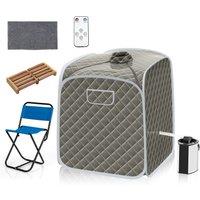 Costway 3L Foldbale Steam Sauna Personal Therapeutic Steam Spa Sauna Remote Control in Grey