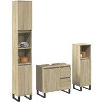 Berkfield Home 3 Piece Bathroom Furniture Set Sonoma Oak Engineered Wood in Brown