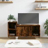 Berkfield Home TV Cabinet Smoked Oak 100x35x55 cm Engineered Wood in Brown | Size: 100 x 35 x 55 cm
