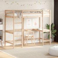 Berkfield Home Loft Bed without Mattress 90x190 cm Single Solid Wood Pine in Brown