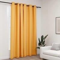 Berkfield Home Linen-Look Blackout Curtains with Grommets Yellow 290x245cm | Size: 290x245 cm
