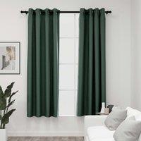 Berkfield Home Linen-Look Blackout Curtains with Grommets 2pcs Green 140x175cm | Size: 140x175 cm