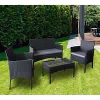 MCC Direct Rattan Furniture Garden Table, Chair & Sofa Set Roger in Black