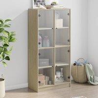 Berkfield Home Highboard with Doors Sonoma Oak 68x37x142 cm Engineered Wood in Brown | Size: 68 x 37 x 142 cm