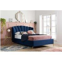 Birlea Velvet Fabric Ottoman Bed Frame Storage Lottie in Mid Blue | Size: Double