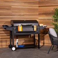 Charles Bentley Deluxe Charcoal BBQ Grill with Chrome Steel Warming Rack in Black
