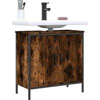 Berkfield Home Bathroom Sink Cabinet Smoked Oak 60x30x60 cm Engineered Wood in Brown | Size: 60 x 30 x 60 cm