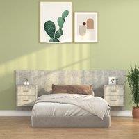 Berkfield Home Bed Headboard with Cabinets Concrete Grey Engineered Wood