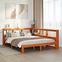 Bookcase Bed without Mattress Wax Brown 135x190 cm Solid Wood Pine