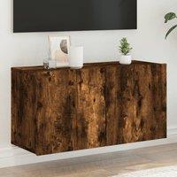 Berkfield Home TV Cabinet Wall-mounted Smoked Oak 80x30x41 cm in Brown | Size: 80 x 30 x 41 cm