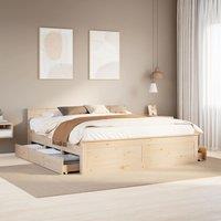 Berkfield Home Bed Frame without Mattress with Headboard 200x200 cm Solid Wood Pine in Brown