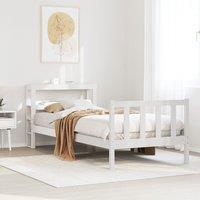 Berkfield Home Bed Frame without Mattress White 75x190 cm Small Single Solid Wood Pine