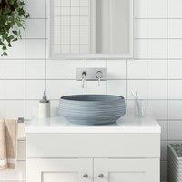 Berkfield Home Countertop Basin Grey Round 41x14 cm Ceramic | Size: 41x14 cm
