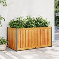 Berkfield Home Garden Planter 85x45x44 cm Solid Wood Acacia & Steel in Brown | Size: 85 x 45 x 44 cm