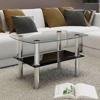 Berkfield Home Coffee Table Glass 2 Tiers in Silver