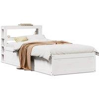 Berkfield Home Bed Frame with Headboard White 75x190 cm Small Single Solid Wood Pine