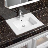 Limoge 4012 Ceramic 60cm x 45cm Thin-Edge Inset Basin with Rectangular Bowl in White | Size: 60 cm x 45 cm