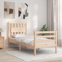 Berkfield Home Bed Frame with Headboard Small Single Solid Wood in Brown