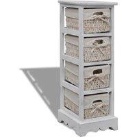 Berkfield Home Wooden Storage Rack 4 Weaving Baskets White