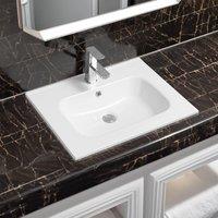 Limoge 4010 Ceramic 60cm x 45cm Thin-Edge Inset Basin with Oval Bowl in White | Size: 60 cm x 45 cm