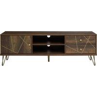 Orsina Sturdy Design Media Unit, Sturdy Construction Of Wooden Tv Stand With Storage, Versatile Living Room TV Unit in Brown