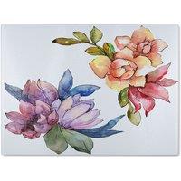 Benjamin Tate Design Rainbow Flowers Glass Chopping Board in Natural