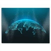 Benjamin Tate Design Map Of The Planet Glass Chopping Board in Natural