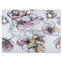 Benjamin Tate Design Flower Illustration Glass Chopping Board in Natural