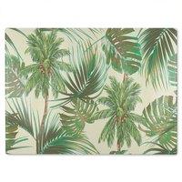 Benjamin Tate Design Tropical Leaves On Yellow Glass Chopping Board in Natural