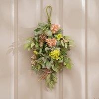 Scottish Everlastings Ltd 55cm Pink & Green Hydrangea Teardrop Swag