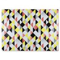 Benjamin Tate Design Yellow Pink & Black Geometric Pattern Glass Chopping Board in Natural